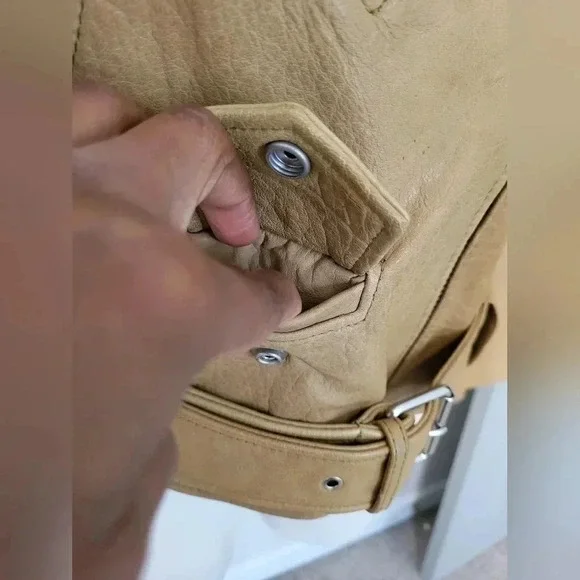 ALLSAINTS (RARE) Sarana Lace Up Moto Zip BuckleBrown Biker Leather Jacket(4) - Picture 10 of 14